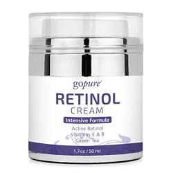 goPure Retinol Cream for Face - Anti Aging Face Cream - Anti Wrinkle Cream Face Moisturizer - Retinol Night Cream in Airless Jar - 1.7oz