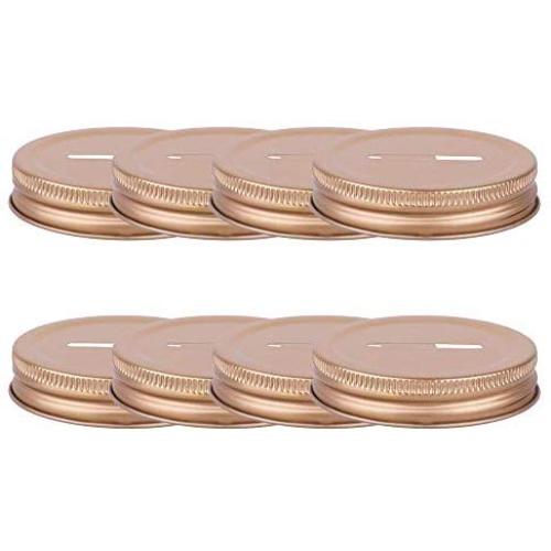 8Pcs 70mm Mason Jar Lids with Coin Slot Polished Rust Resistant Stainless Steel Metal Drinking Glass Lid Canning Piggy Bank Lids