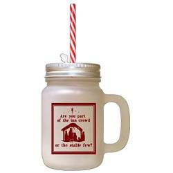 Maroon Are You Part Inn Corwd Or Stable Few? Home Frosted Glass Mason Jar With Straw