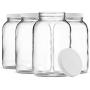 Paksh Novelty 1-Gallon Glass Jar Wide Mouth with Airtight Plastic Lid - USDA Approved BPA-Free Dishwasher Safe Mason Jar for Fermenting, Kombucha, Kefir, Storing and Canning Uses, Clear (4 Pack)