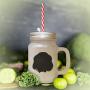 Hot Pink Welsh Springer Spaniel Silhouette Frosted Glass Mason Jar With Straw