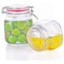 HOMELUNY Set of 4 Clear Glass Airtight Jars Kitchen Cereal Containers for Storage Food Enzyme Bottle for Candy, Cookie, Rice, Sugar,Flour,Snacks Keeping Food Dry & Fresh Square 700ML