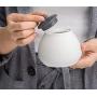 Japanese Style Ceramic Sugar Bowl Salt Pepper Pot Spice Storage Jar Condiment Seasoning Box Pot Container with Lid for Home Kitchen,Black and White