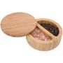 Lilys Home 2-in-1 Round Bamboo Container, Divided Spice Holder, Salt and Pepper Wooden Box with Magnetic Lock