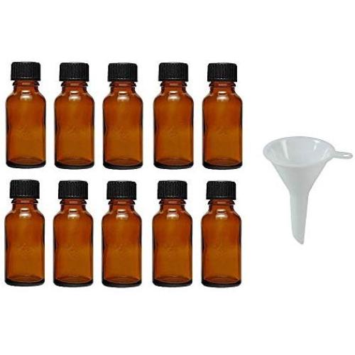 Viva Haushaltswaren, 10 x Dropper Bottles 10 ml, Apothecary Glass Bottles with Dropper Insert in Brown, incl. Funnel, Glass, Brown, 20 ml