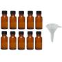 Viva Haushaltswaren, 10 x Dropper Bottles 10 ml, Apothecary Glass Bottles with Dropper Insert in Brown, incl. Funnel, Glass, Brown, 20 ml