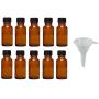 Viva Haushaltswaren, 10 x Dropper Bottles 10 ml, Apothecary Glass Bottles with Dropper Insert in Brown, incl. Funnel, Glass, Brown, 20 ml