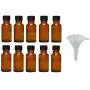 Bouteilles d'apothicaire 10 x 10 ml avec seringue, brun, incluant une entonnoir, verre, brun, 20 ml