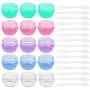 15 Pcs Small Plastic Travel Containers for Toiletries,Sonku Empty Leakproof Refillable Mini Cosmetic Makeup Jars 10ml Per Piece with 15 Pcs Mini Spatulas for Cream,Slime and Samples