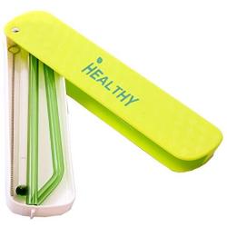 HEALTHY Glass Straws Private Solid Box Multi Color 200 mm X 8mm Reusable Drinking Straw Case Set Perfect for Home, Office or Gift - Green, Orange, Pink, Blue (Green)