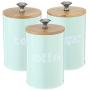 3Pcs Tea Coffee Sugar Storage Jars Food Storage Iron Jars Moisture-proof fresh green wood lid Cover Candy Bottles Can Kitchen