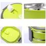 Lcxliga Zwei-stufige Kinder Bento-Box Picknick Dra hinausgehende Aktivität Reise Küchen Lebensmittel Lagerbehälter Edelstahl Wärmeisolation Container (Farbe: Grün)