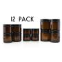 Combo Pack of 1, 2 & 4-Ounce Amber Glass Straight Sided Jars (4 Each / 12 Total); Great Containers for Cosmetics, Lotions, Body Scrubs & Balms