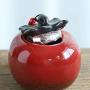 QIANZICAI Tea Cans, Red Persimmon Ceramic Storage Jars, Everything Goes Well, Creative Gifts, Gifts/Ornaments Tea Ceremony Accessories (Color : Red)