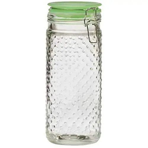 Amici Home Jade, A7CT003R, Emma Hobnail Hermetic Preserving Glass Canister, 48 oz, Large