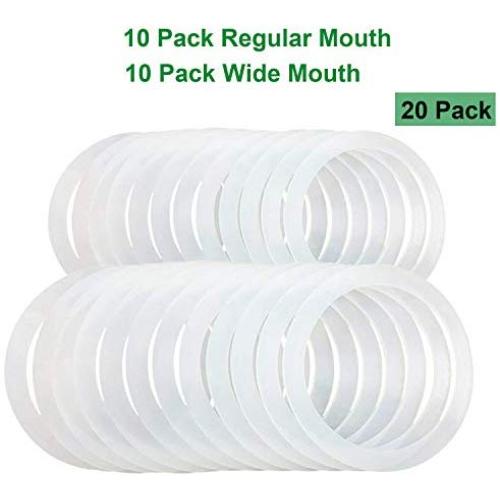 20 Pack Reusable Mason Jar Silicone Seal Ring Gasket(Wide Mouth and Regular Mouth), Silicone Seal Replacements for Ball Kerr Mason Jar Lids, Gasket for Leak Proof Plastic Storage Lids