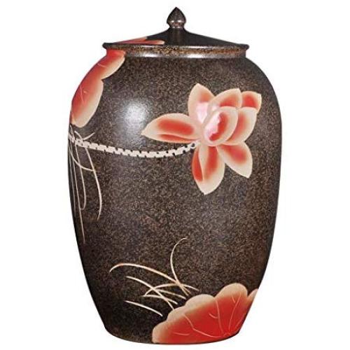 Ceramic Pottery Cereal Containers Canister Cookie Jar With Lids, Airtight Food Storage Containers Bins Large For Kitchen Pantry Organization Flour Rice Candy Bulk, 25L, 48x36cm (Color : Dark Brown)