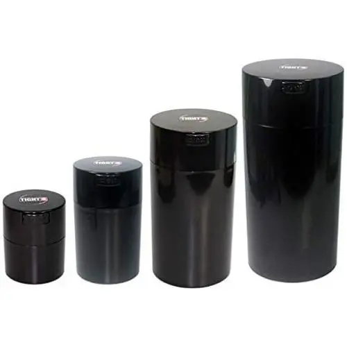 Ensemble de 4 contenants de stockage à sceau hermétique Tightvac, 4 tailles : 24 oz, 12 oz, 6 oz, 3 oz, corps noir/capuchon noir Ensemble de 4 contenants de stockage à sceau hermétique Tightvac, 4 tailles : 24 oz, 12 oz, 6 oz, 3 oz, corps noir/capuchon noir