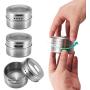 AOZBZ AOZBZ 6PCS Magnetic Spice Jar Stainless Steel Storage Spice Cans Container include spice label,Clear Top Lid with Sift or Pour, for Refrigerator Grills