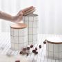 Cwg Set of 3 Tea Coffee Storage Canisters-Ceramic Kitchen Dry Food Sugar Spice Storage Jar with Bamboo Lids