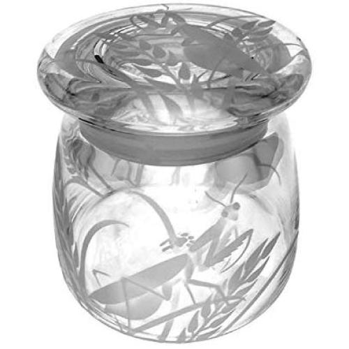 IncisoArt Hand Etched Vibe Storage Jar Sandblasted (Sand Carved) Glass Handmade USA Custom (Praying Mantis Grass, 12.25 Ounce (362ml))