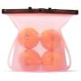 Reusable Silicone Food Storage Bags - Foldable Leak Proof Liquid Food Organizer Bag with Zip Seal for Preservation & Cooking Baggies (1 L) (Pink)