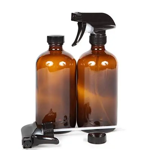 Vivaplex, 2 Stück, Groß, 16 oz, Leere, Braune Glas-Sprühflaschen mit schwarzen Sprühköpfen und Deckeln