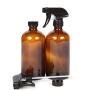 Vivaplex, 2, Large, 16 oz, Empty, Amber Glass Spray Bottles with Black Trigger Sprayers and Lids …