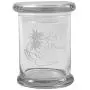 Clear 8 oz Glass Herb Stash Jar and Lid with Lifes a beach Logo from Smoke Promos