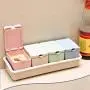 4-teiliges Würze-Set, Gewürzbox mit Deckeln und Messlöffeln – Gewürzbehälter für Essig, Öl & Co.