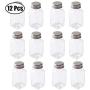 FEOOWV 12 Pcs Empty Square Glass Spice Jars Set for Storing Seasoning Salt Pepper,1.7oz/50ml, Sift Shaker Lid