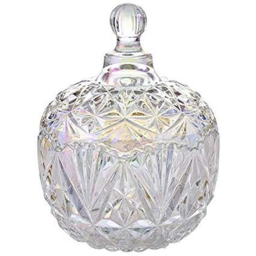 Danmu 1Pc of Lead Free Glass Candy Dish Storage Jar with Lid Cookie Jar Jewelry Box Buffet Jar Biscuit Container (260ML)