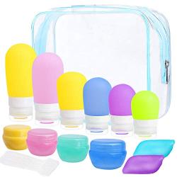 Travel Bottles, Standie 17PCS Leakproof Silicone Travel Toiletry Squeeze Bottle Set Cosmetic Toiletry Containers for Shampoo Lotion Condiment