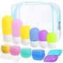 Travel Bottles, Standie 17PCS Leakproof Silicone Travel Toiletry Squeeze Bottle Set Cosmetic Toiletry Containers for Shampoo Lotion Condiment