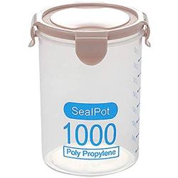 Kitchen Sealed Storage Container,Food Storage Container With Lids Airtight Cereal 4 Seal Card Bucklecereal Storage Container Stackable,Save Space,Durable,Pink-1000ML