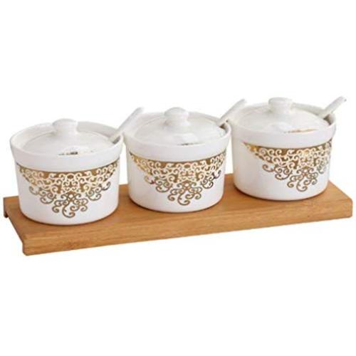 Mini Spice Jars Ceramic seasoning jar set of European kitchen supplies