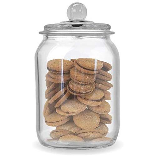 Glass Cookie and Candy Jar with Airtight Lid, Food Storage Jar, Flour and Sugar Glass Canister with Chalkboard Sticker, Set Of 1 (64 ounces))