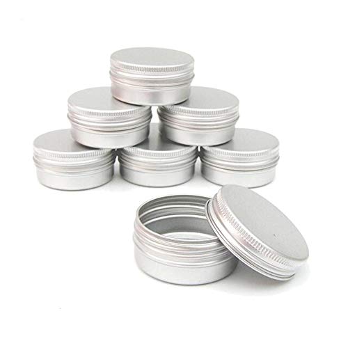 12PCS 30ML 1oz Silver Round Tin Containers With Tight Twist Screw Cap Aluminum Metal Cosmetic Case Jar Storage Travel Can For Lip Balm Nail Art Tea Powder Cream Candles Eye Shadow Crafts Jewelry