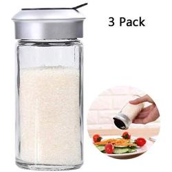 DUDDP Storage Spice lar set Reusable Jar Kitchen Seasoning Jar,Home Glass Pepper Bottle with Hole,Barbecue Seasoning Tank,Salt Shaker 3 Packs,Kitchen supplies