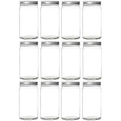 Nakpunar 12 pcs 14 oz Glass Mason Jars with Silver Pe Foam Lined Lids (14 oz, Silver)