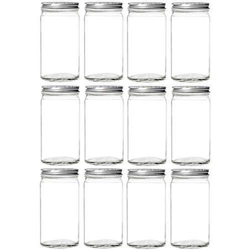 Nakpunar 12 pcs 14 oz Glass Mason Jars with Silver Pe Foam Lined Lids (14 oz, Silver)