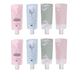 RONRONS 8 Pack Leak Proof Refillable Empty Containers,Squeezable Travel Bags Shampoo Lotion Bottle,90 ml / 3.04oz
