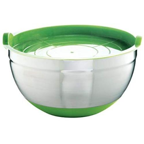 Mastrad Stainless Steel Bowl, Green Non-Slip Base
