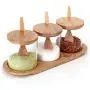 Ensemble de contenants de condiment/épices, bocaux en verre pour stockage d'épices avec couvercle en bambou et cuillère en bambou pour maison et cuisine, ensemble de 3 (3 pcs-Style 1) Ensemble de contenants de condiment/épices, bocaux en verre pour stockage d'épices avec couvercle en bambou et cuillère en bambou pour maison et cuisine, ensemble de 3 (3 pcs-Style 1)
