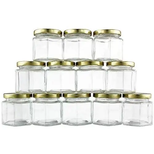 4-Ounce Hexagon Glass Jars (12-Pack), One Dozen 4 Oz Hex Jar Bulk for Party Favors, Preserves, Spices & Kitchen Storage 4-Ounce Hexagon Glass Jars (12-Pack), One Dozen 4 Oz Hex Jar Bulk for Party Favors, Preserves, Spices & Kitchen Storage