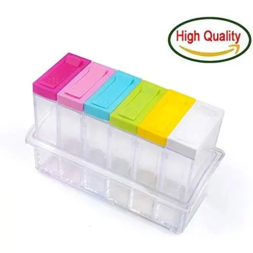 6Pcs/Set Spice Jar Seasoning Box Kitchen Spice Storage Bottle Jars Transparent PP Salt Pepper Cumin Powder Box Tool 6Pcs/Set Spice Jar Seasoning Box Kitchen Spice Storage Bottle Jars Transparent PP Salt Pepper Cumin Powder Box Tool