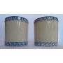 Set of 2 Gerald E. Henn Workshops Crock Canisters Roseville Sponge Ware Blue Trim
