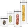 Idées de conservation des aliments Éternel - Boîtes de rangement avec couvercles et fenêtres en verre | Joint hermétique en acier inoxydable pour comptoir et placards | Ensemble de 4 pièces (blanc) Idées de conservation des aliments Éternel - Boîtes de rangement avec couvercles et fenêtres en verre | Joint hermétique en acier inoxydable pour comptoir et placards | Ensemble de 4 pièces (blanc)