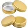 Healthcom 12 Pcs 2 Oz/60ml Round Aluminum Tin Cans with Screw Lids Metal Steel Tins Container Cream Jars Empty Lip Balm Tin Travel Cosmetic Sample Containers for Salve Spice Candies,Golden