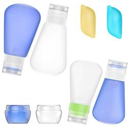 Portable 3-layer Leakproof Silicon Soft Travel Bottle Sets(8PCS) With Cosmetic Containers(10mL) and Toothbrush Cover for Shampoo,Toiletries,Lotion,Conditioner-Carry-on TSA Airline approved